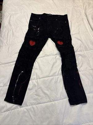 Focus мужчин Heartbreaker джинсовой ткани 3201 Jet черный красный искусственно состаренный 38w 32L эластичной - Изображение 1 из 4