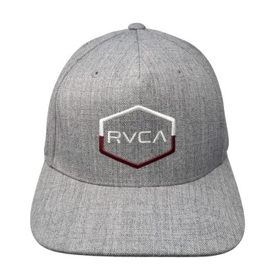 RVCA Snapback 5 Panel Cap Gray OS Adjustable Embroidered Mid Fit Vented Holes - Image 1 of 4