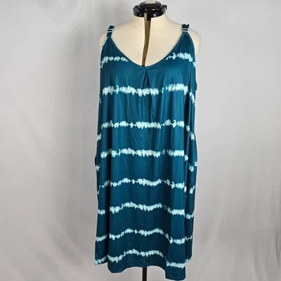 Vestido Bloomchic Para Mujer 4X Plus Tie Dye Detalle Plicado Rayas Cami Verde Nuevo con Etiquetas Foto 1 de 4