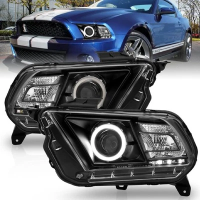 Anzo 121323 Black Clear Lens Projector Headlights w/ Halo for 10-13 Ford Mustang - Image 1 of 4