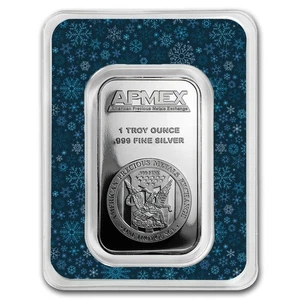 1 oz Silver Bar - APMEX (w/Snowflakes Card, In TEP) - Picture 1 of 5