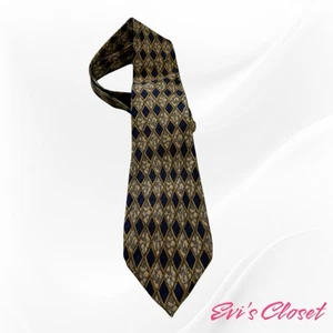 Ermenegildo Zegna Blue Gold Tie 100% Silk Disegno Exclusivo Made In Italy - Picture 1 of 9