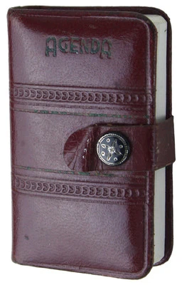 AGENDINA TASCABILE VINTAGE, IN PELLE COLOR GRANATA, COME NUOVA - Immagine 1 di 3