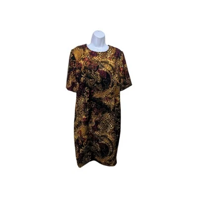 Jones Studio Ponte Sheath Dress Womens 1X Paisley Tribal Classic Short Sleeve #1 - Image 1 of 4