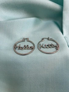 Hello Kitty Adult Women's Round Dangle Silver Tone Earrings - Picture 1 of 3