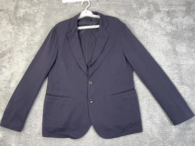 Emporio Armani Blazer мужской 42 темно-синий текстурированный трикотажа 2 кнопки неструктурированный D41G37 - Изображение 1 из 4