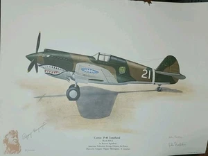 Curtis P-40 Tomahawk signiert von Künstler und Pilot 81/1000 Druck - Bild 1 von 10