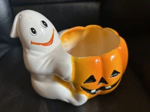 CANDELABRO VINTAGE HALLOWEEN FANTASMA Y CALABAZA MACETA - Imagen 1 de 2