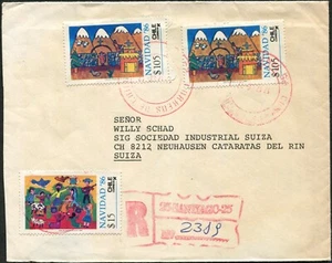 Chile Santiago Cubierta Registrada a Suiza 1986 Latinoamérica Franqueo - Imagen 1 de 2