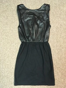 Alice Olivia Leather Scoop Neck Body Con Bubble Dress, Black, S - Picture 1 of 6