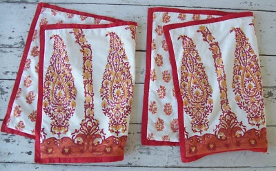 Fundas de almohada reversibles Pottery Barn de cachemira estándar (2) ~ rojo/naranja/amarillo ~ algodón Foto 1 de 4