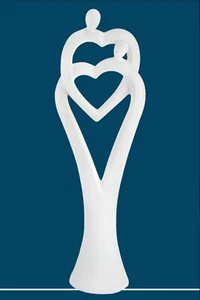 Gilde Francis Skulptur Paar Herz Herzen  65,5 cm creme Hochzeit Verliebt 30365 - Bild 1 von 1