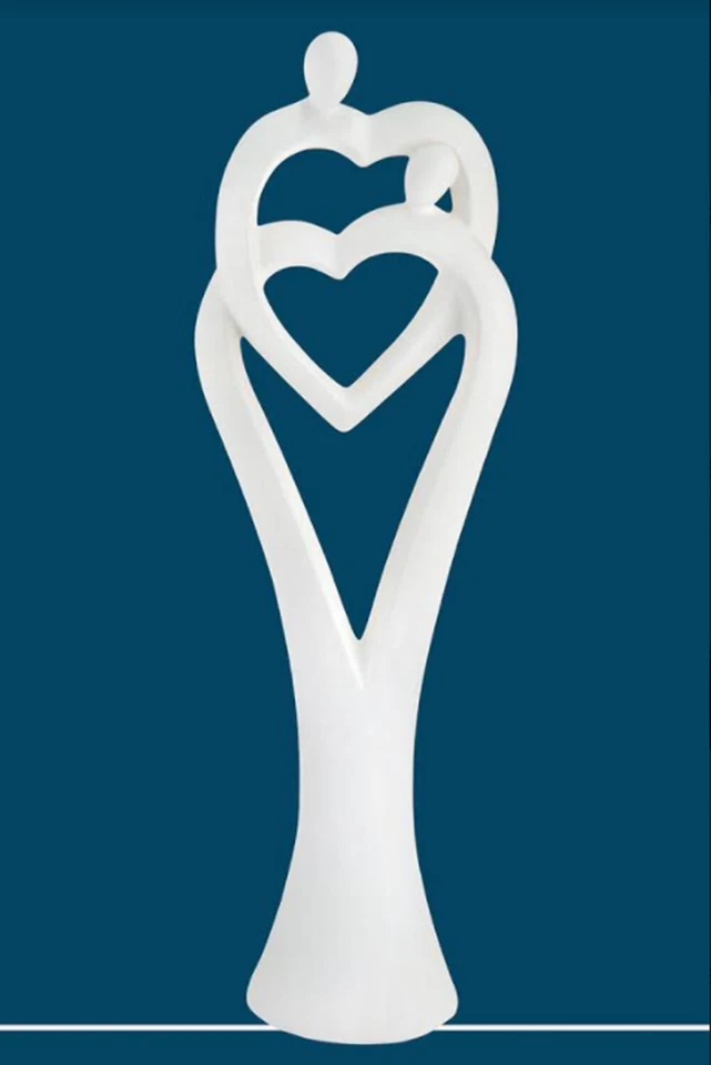 Gilde Francis Skulptur Paar Herz Herzen  65,5 cm creme Hochzeit Verliebt 30365 - Bild 1 von 1