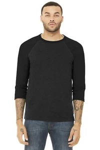 Pack Of 3 BELLA+CANVAS BC3200 Unisex 3/4 Sleeve Baseball Crew Neck T-Shirt - Picture 1 of 25
