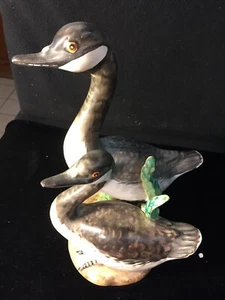 Vintage DUCKS Ceramic Figurine Mom & Baby Large & BEAUTIFUL Hand Painted Italy - Picture 1 of 12