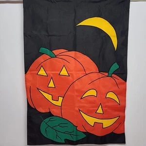 Kürbis Jack O Laterne Halloween doppelseitige Garten Hof Flagge 40" x 27,5" EUC - Bild 1 von 9