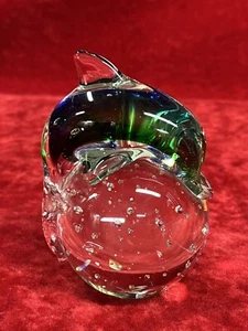 Vintage Italian Art Glass DOLPHIN Paperweight Blue Green SOMMERSO - Picture 1 of 7