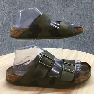 Birkenstock Sandal Womens 41 Green Arizona Birko Camo Open Toe Slide Leather - Picture 1 of 15