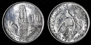 GUATEMALA Silver 1961 10 Centavos  ch.UNC Mint Luster KM# 262 (27 828) - Picture 1 of 3