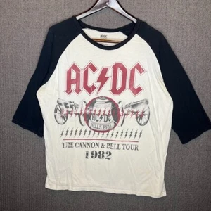 AC/DC Tshirt Men's 2XL White Baseball Fit Sport The Canon & Bell Tour Music - Picture 1 of 7