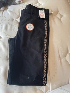 BRAND NEW WONDER NATION BLACK JEGGINGS WITH CHEETAH TRIMMING GIRLS SZ XL 14-16 - Picture 1 of 7
