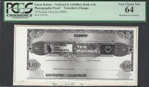 Great Britain - National & Grindlays 10 Pounds 22-05-1969 Photographic Proof UNC - Picture 1 of 2