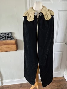 Antique Authentic Victorian Full Length Black/cream Velvet Cape 1800 Style - Picture 1 of 9