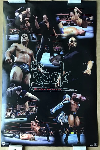 The Rock Rocky Maivia Dwayne Johnson Rare WWF Collage Poster Cover