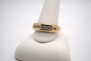 14k Yellow Gold Diamond Band Ring. Size 13. 9 Round Diamonds. 0.54/carats - Picture 1 of 10