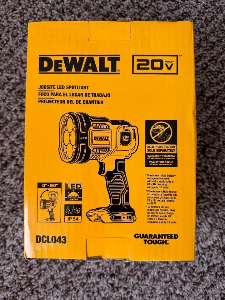 DEWALT20V MAX Cordless LED Jobsite Spotlight DCL043 New! In Factory Sealed Box! - Image 1 of 1