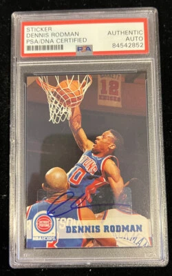 Pegatina de tarjeta firmada por Dennis Rodman 1993 Skybox #66 PSA/DNA automático auténtico gusano Foto 1 de 4