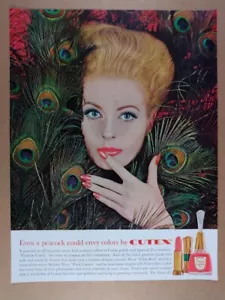 1961 Cutex Mode Korallennagellack & Lippenstift Vintage Druck Werbung - Bild 1 von 1