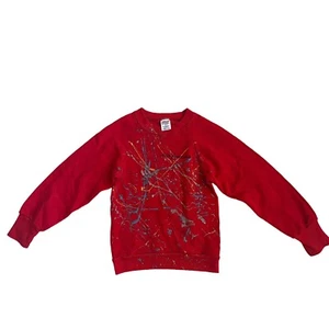Jerzees Russell San Francisco Red Splatter Paint Souvenir Sweatshirt Youth Small - Picture 1 of 6