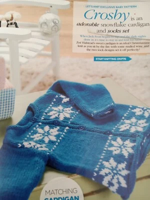 Baby Snowflaķe Cardigan And Socks Set Knitting Pattern Sizes 0/24 Months - Image 1 of 4