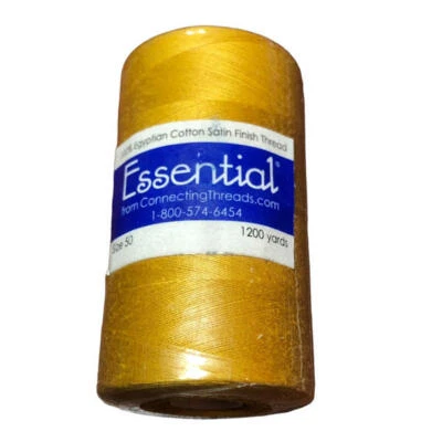 Essential Thread 100% Egyptian Cotton Satin Finish 1200 Yds Gold 20890 Sz 50 - Image 1 of 3