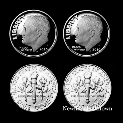 2020 P+D+S+S Roosevelt Dime Set ~ Silver/Clad Proof Coins & PD from Bank Rolls Cover