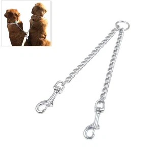 Pet Dog Stainless Steel Double-Head Dog Leash Pet Clip Leash Twin Lead Tracti... - Picture 1 of 6