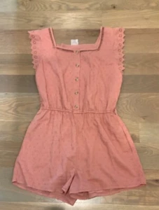 Abercrombie Kids Romper Mauve color 100% cotton with pockets size 15/16  - Picture 1 of 3