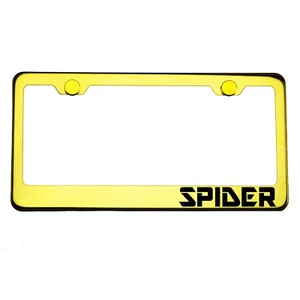 Gold Chrome License Plate Frame SPIDER Laser Engraved Metal Screw Cap - Bild 1 von 8