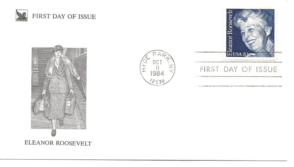 US Scott #2105, First Day Cover 10/11/84 Hyde Park Single Eleanor Roosevelt - Image 1 of 1