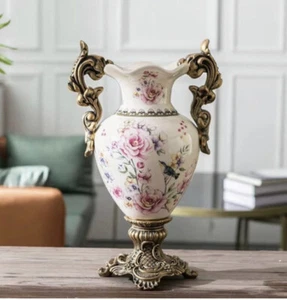 Vintage Style Decorative Pink Floral Ceramic Vase (pink) - Picture 1 of 6