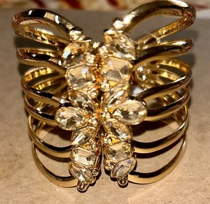 Black Market White House 8” Gold Chunky Jeweled Bracelet - Picture 1 of 9