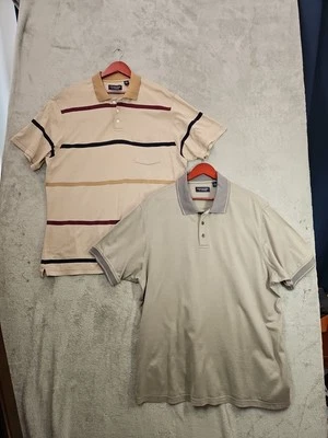 Roundtree&Yorke Mens Polo Shirts Lot Of 2 Striped Tan Blue Wine;Beige Gray Sz XL - Image 1 of 4