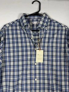 NWT Peter Millar Shirt Mens Small Navy Crown Sport Plaid Performance Nylon $135 - Picture 1 of 9