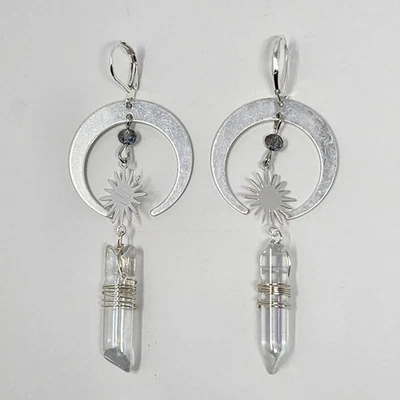 Pendientes de luna y estrella de plata Celestial Nights Foto 1 de 4