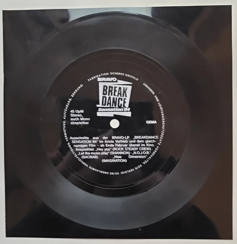 Break Dance Sensation '84 (4 Song/Snippets) Flexi Single BRAVO - Bild 1 von 1