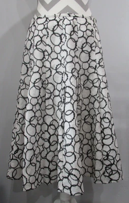 Falda Dressbarn 4372 Mujer 10 Blanca Negra Bordada Lino Plisada Midi Forrada Foto 1 de 4