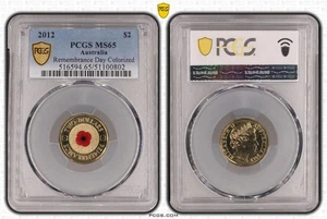 Moneda de 2 dólares Australia 2012 amapola roja color graduación profesional MS65 #0802 - Imagen 1 de 1