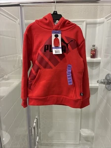 PUMA Youth Boys Hooded Sweatshirt Hoodie Red Size 5-6 - Picture 1 of 4