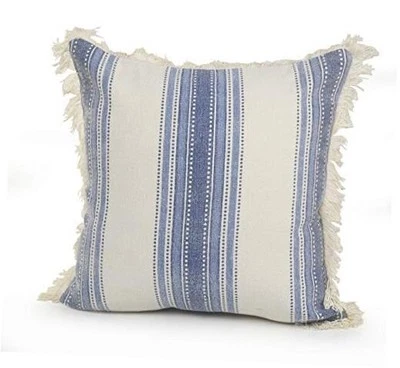 Funda de algodón LR Home + almohada de relleno de polietileno, 18" 18 x 18 pulgadas azul marino verdadero Foto 1 de 4